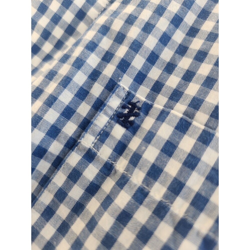 IZOD Men's L Blue White Checker Woven Short Sleeve Button-Up Shirt #45P3110 #038 - Picture 8 of 12